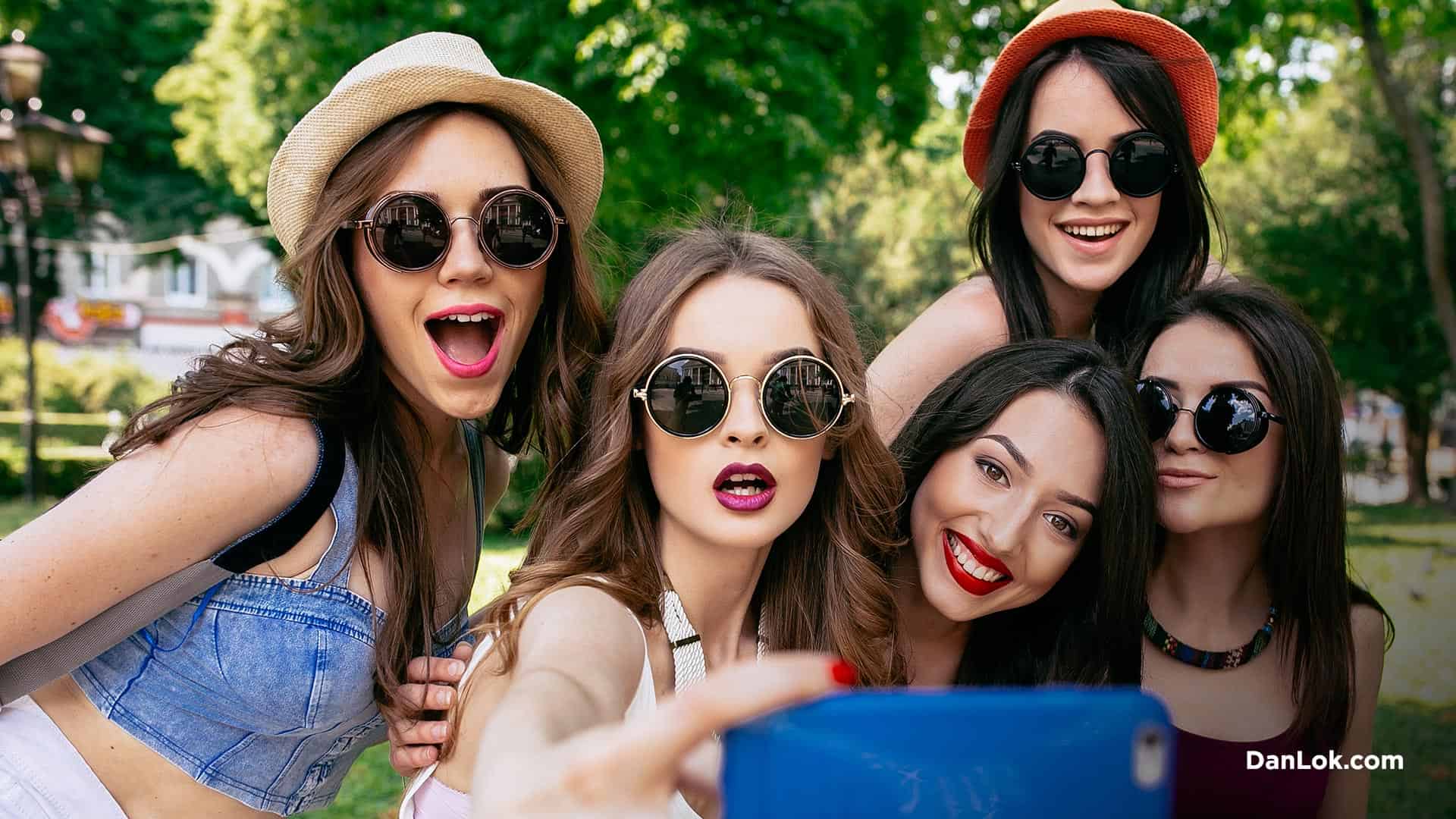Friends taking a selfie for Instagram