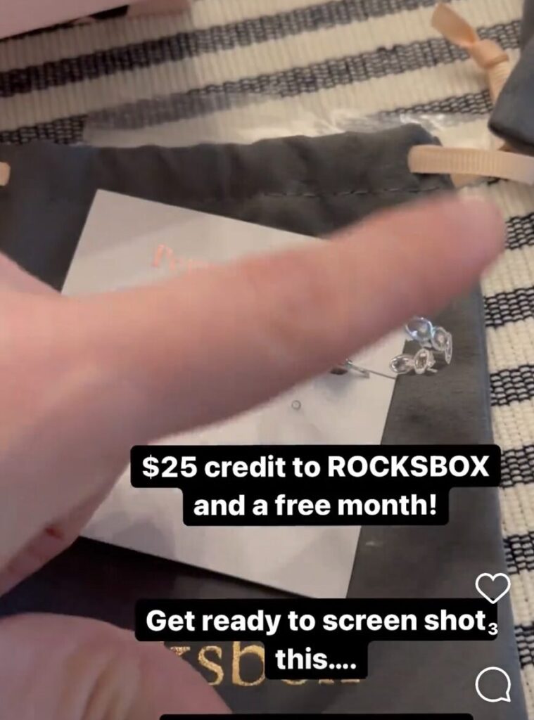 An Instagram Story screenshot show a credit on a product