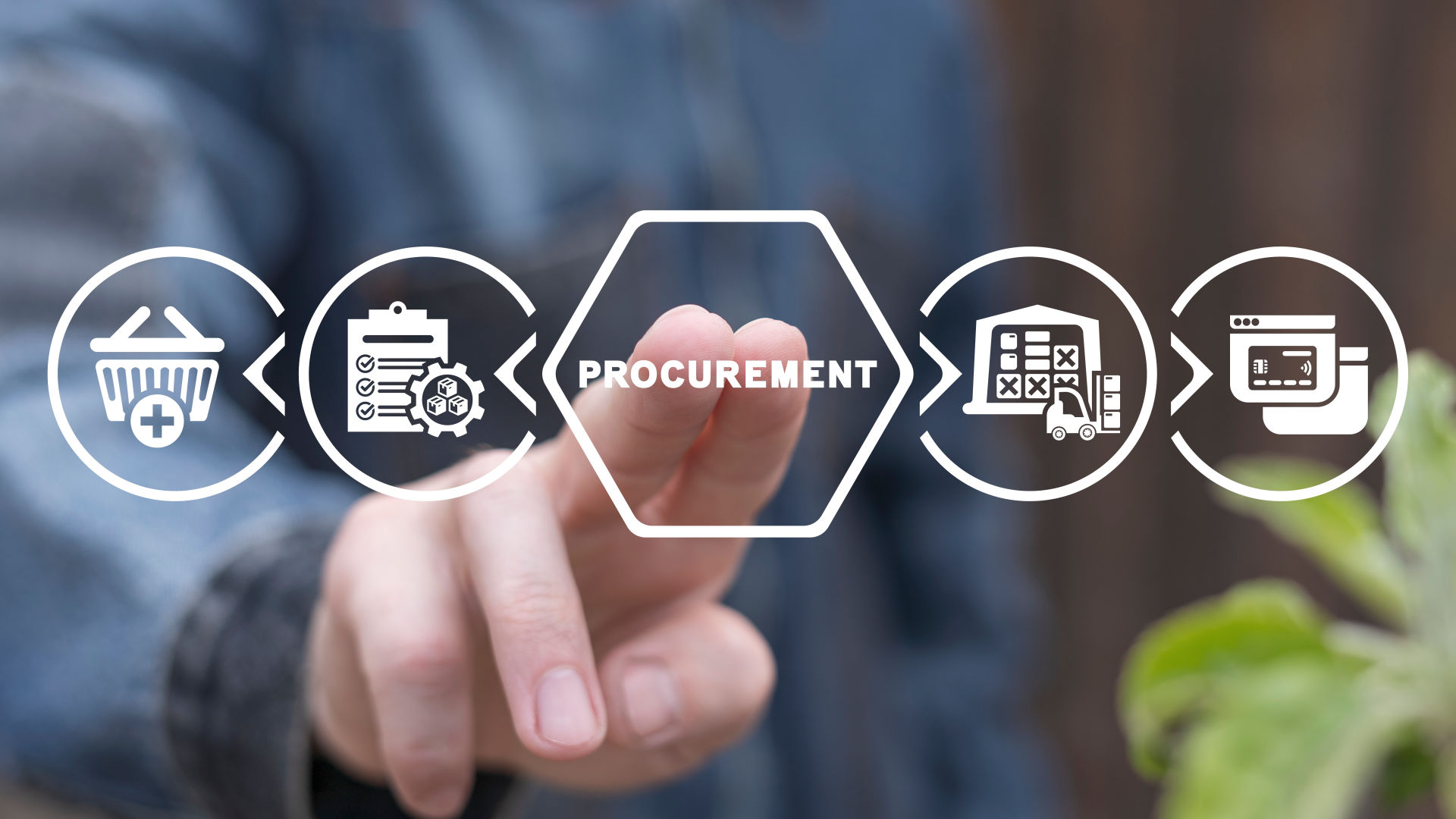 a hand is pointing an icon with Procurement copies