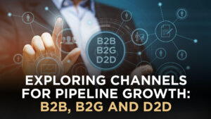a image shows the title 'Exploring Channels for Pipeline Growth in B2B, B2G, D2D'